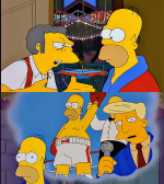 Homer Simpson visualizando ganar un combate de boxeo Meme Generator