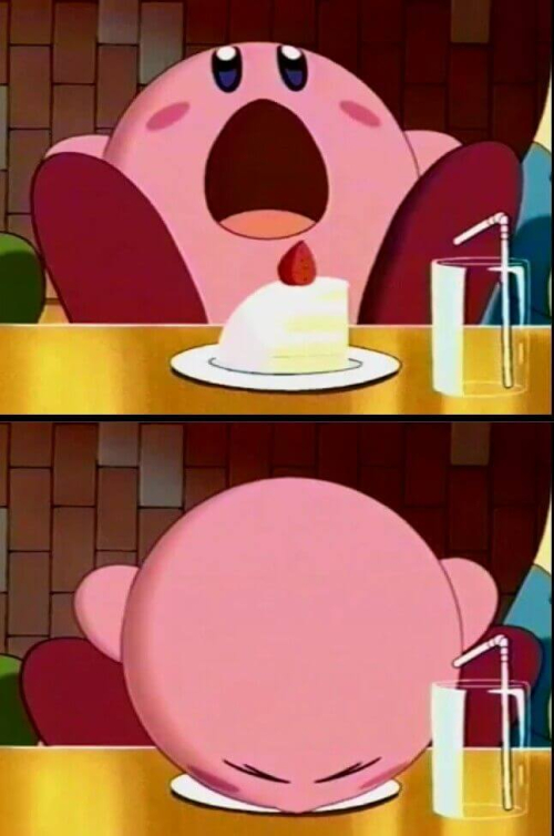 Kirby comiendo pastel