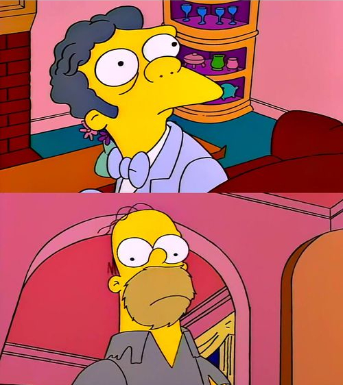 Moe y Homer mirándose